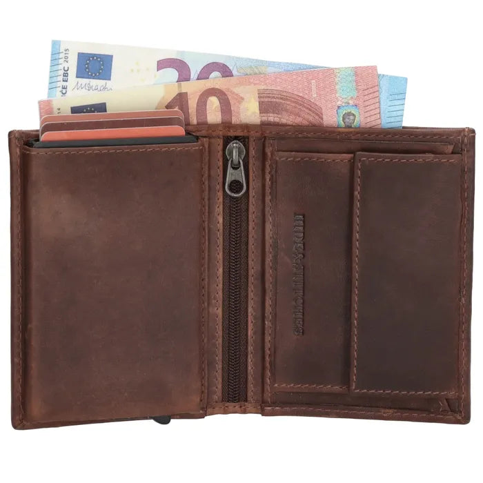 Hide & stitches japura safety wallet - 097 donkerbruin