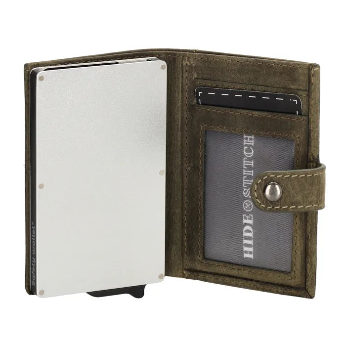 Hide & stitches idaho safety wallet - 029 olijfgroen