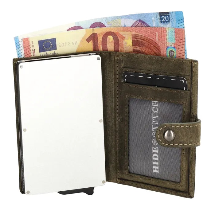 Hide & stitches idaho safety wallet - 029 olijfgroen