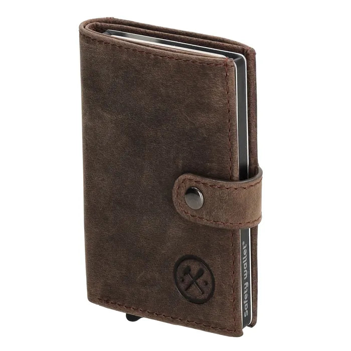 Hide & stitches idaho safety wallet - 097 donkerbruin