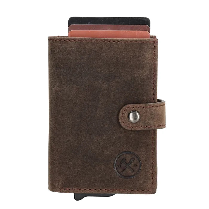 Hide & stitches idaho safety wallet - 097 donkerbruin
