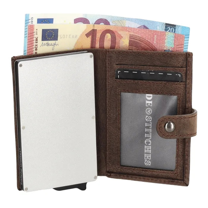 Hide & stitches idaho safety wallet - 097 donkerbruin
