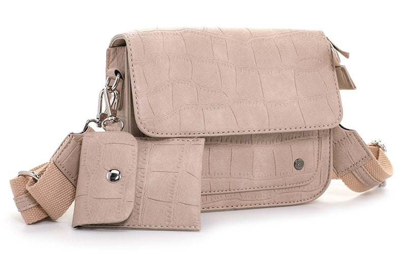 KHAKI CROCO SCHOUDERTASJE SAMOS