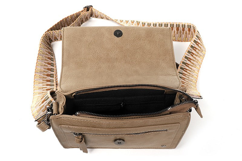 Taupe schoudertasje Elba new