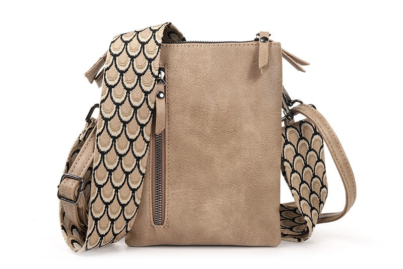 Taupe telefoon- en schoudertasje Tyler new