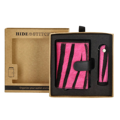 Hide & stitches wallowa safety wallet Roze zebra