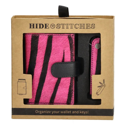 Hide & stitches wallowa safety wallet Roze zebra